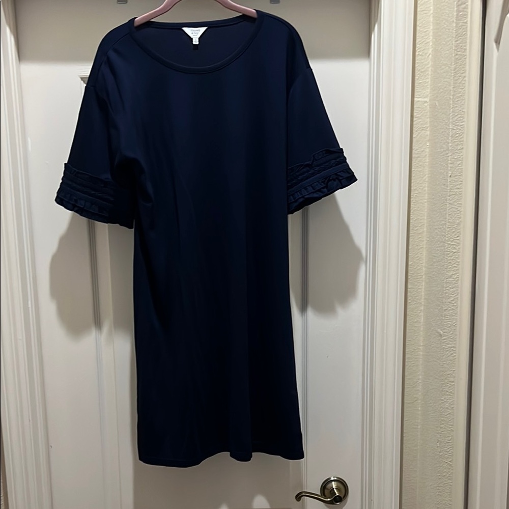 Crown & Ivy Blue Short Sleeve Crew Neck Mini Dress